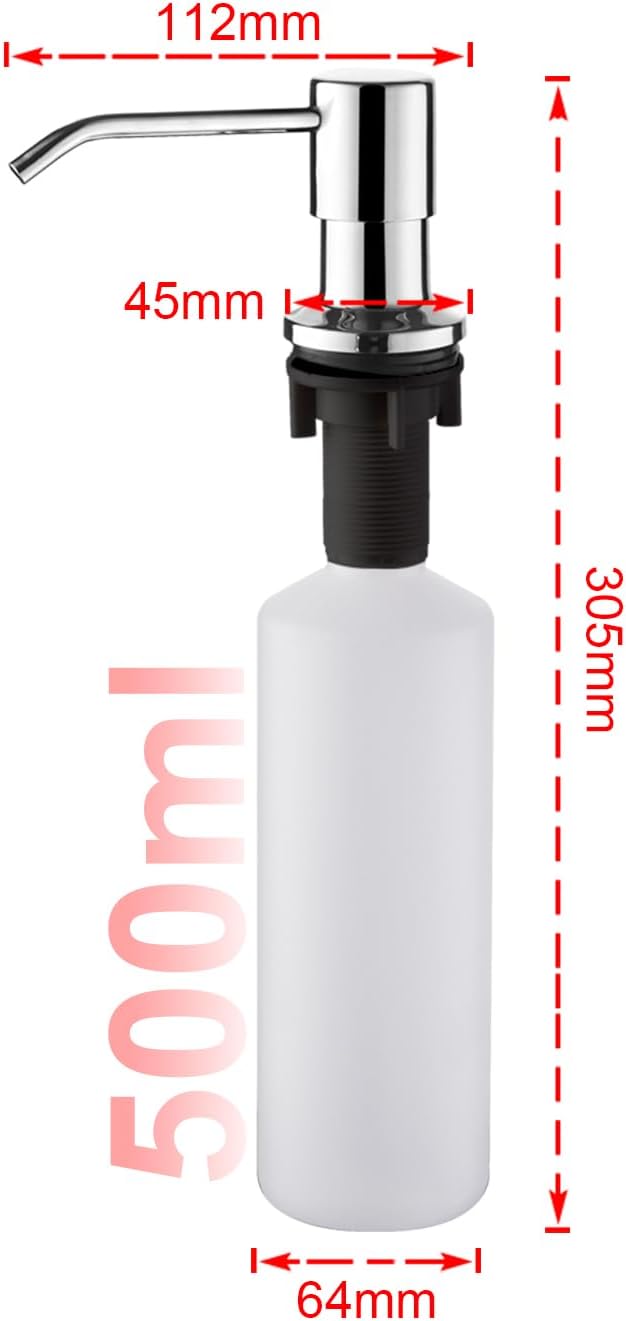 Ibergrif Chrome 500ml Kitchen Soap Dispenser with 360° Rotating Pump