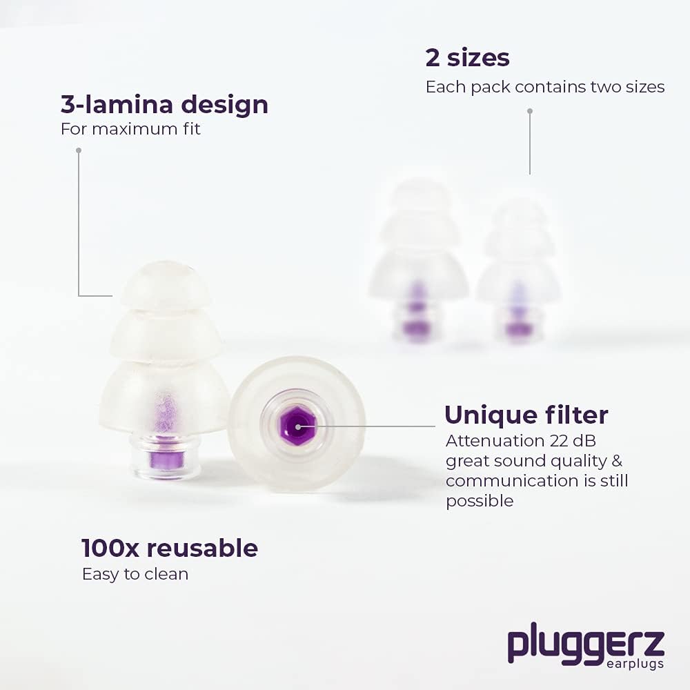 Pluggerz Premium Music Earplugs – Silicone Comfortable Noise‑Blocking Duo