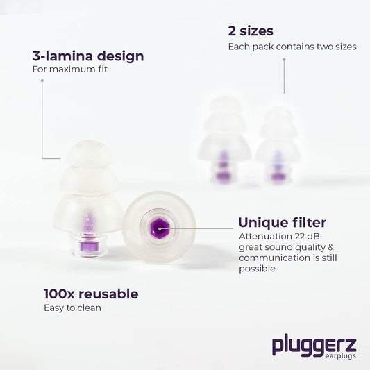 Pluggerz Premium Music Earplugs – Silicone Comfortable Noise‑Blocking Duo