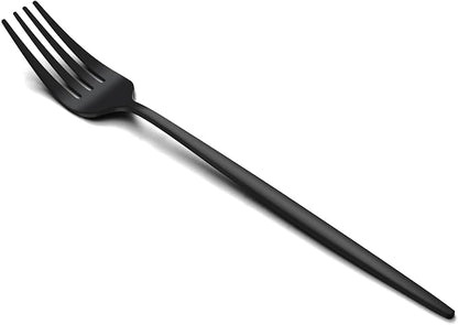 Pleafind 24-Piece Black Stainless Steel Dinner Fork Set