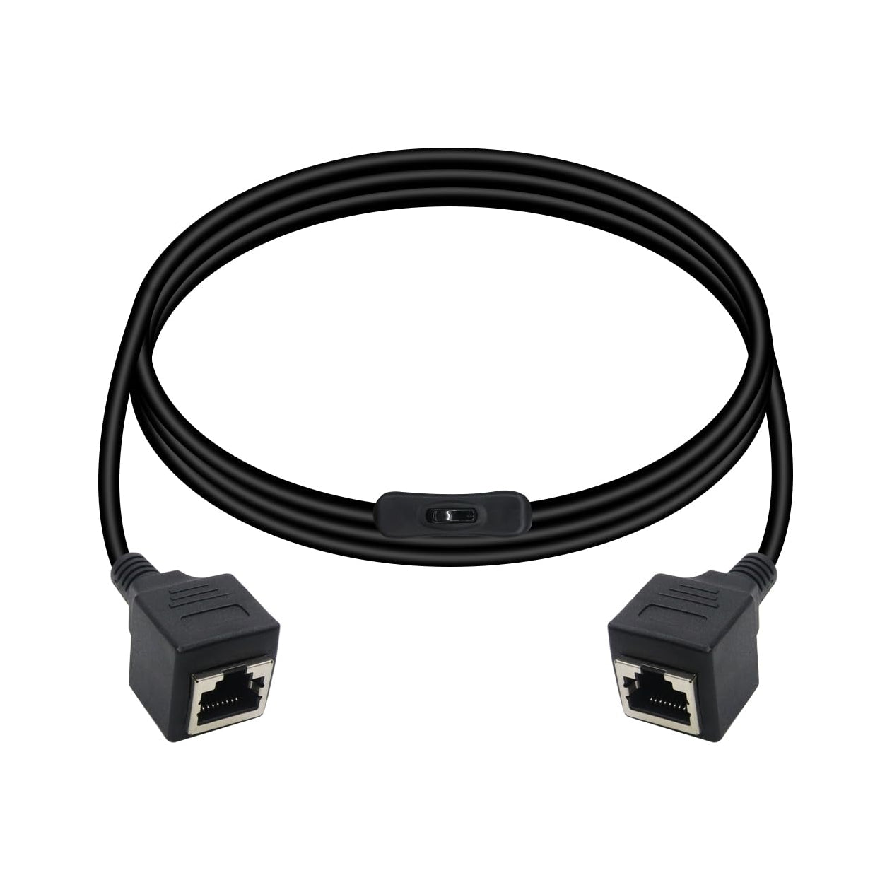 RIIEYOCA Cat6 Ethernet Cable with On/Off Switch RJ45 Female to Female 1M Black
