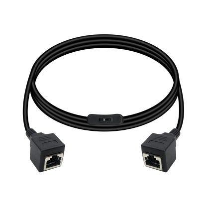 RIIEYOCA Cat6 Ethernet Cable with On/Off Switch RJ45 Female to Female 1M Black