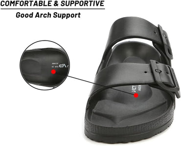 Adjustable Double Buckle Waterproof EVA Slides for Women