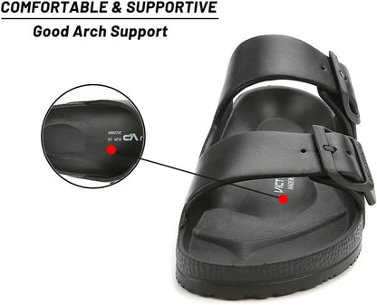 Adjustable Double Buckle Waterproof EVA Slides for Women