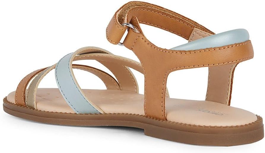 Geox Girls Karly Leather-Style Sandals with Breathable Sole