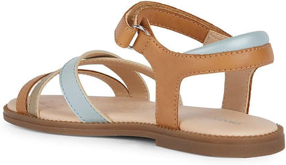 Geox Girls Karly Leather-Style Sandals with Breathable Sole