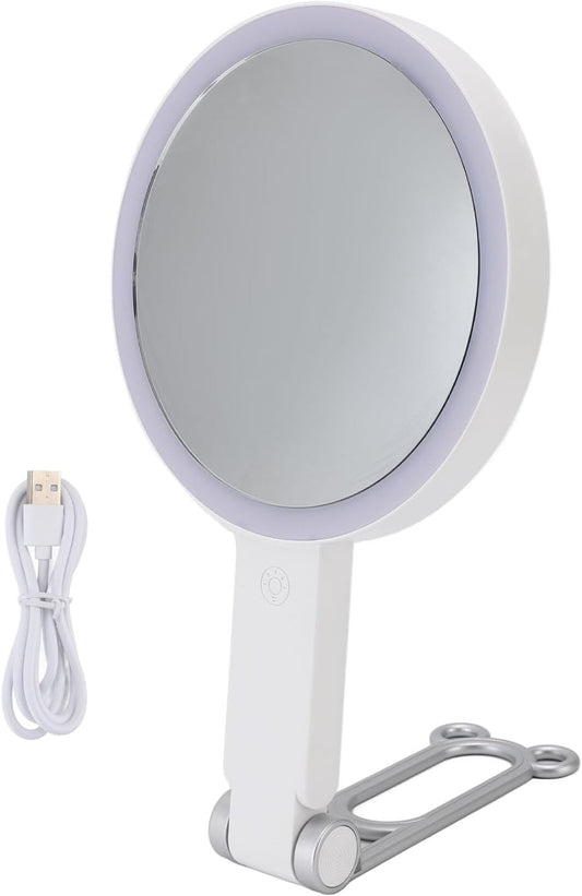 Travel Makeup Mirror with Dual 1X/5X Magnification and LED Light