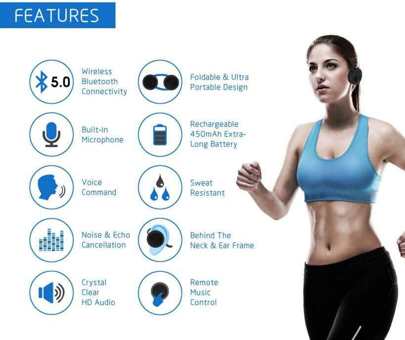 BESIGN SH03 Bluetooth Neckband Sports Headphones with Mic