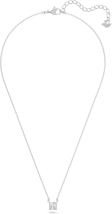 Swarovski Attract Square Crystal Pendant Necklace, Rhodium Plated, Elegant Women's Jewelry