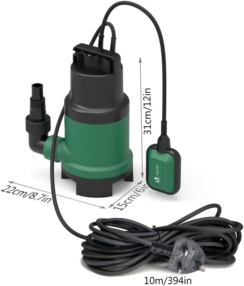 VOUNOT 750W Submersible Sewage Pump with Float Switch – 14,000 L/h