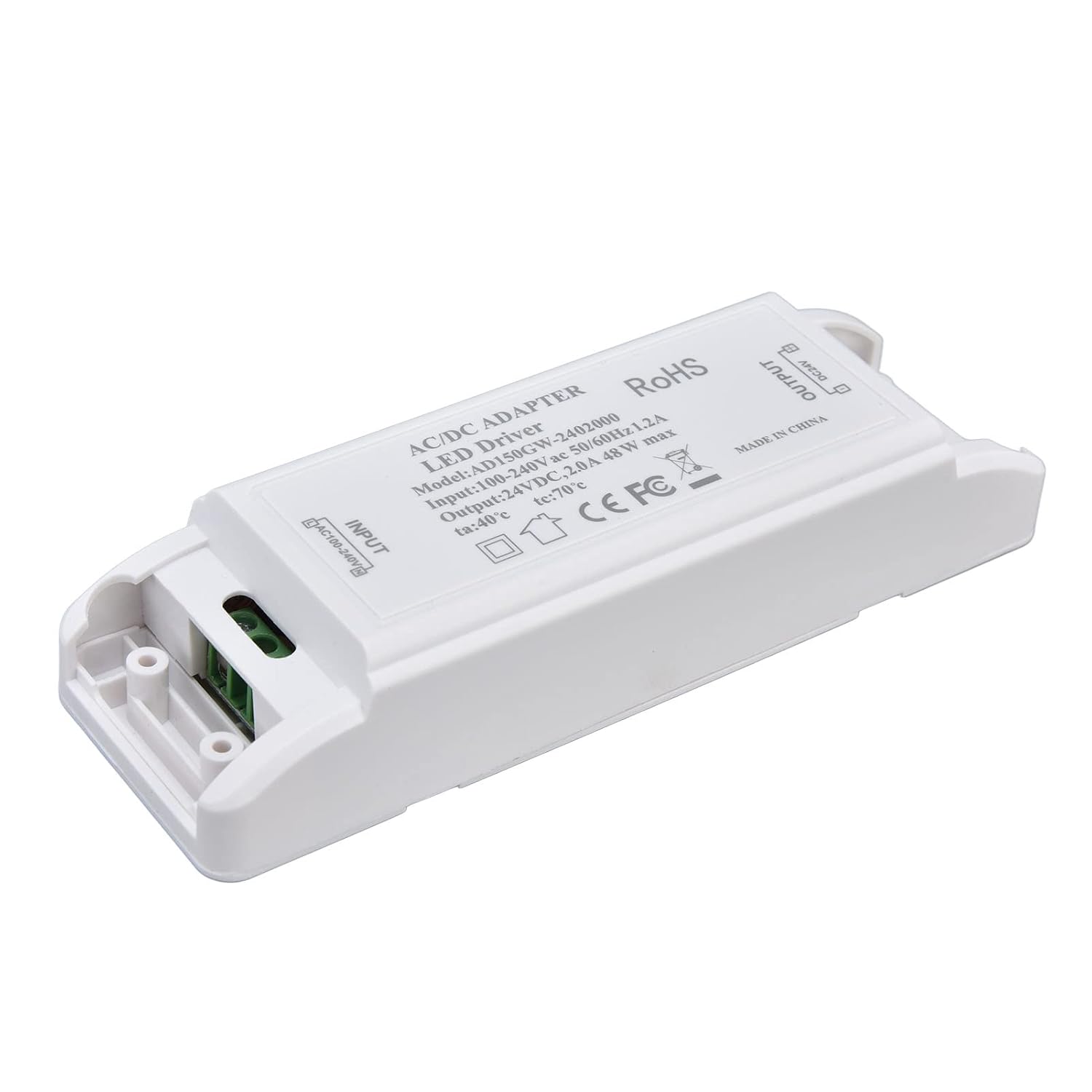 plplaaoo 48W LED Driver 24V DC 2A Transformer Power Supply Adapter