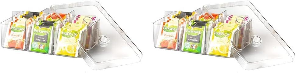 Mepal Stora Rectangular Tea Box 6 Compartments Transparent Dishwasher Safe - Gomix Brands Outlet