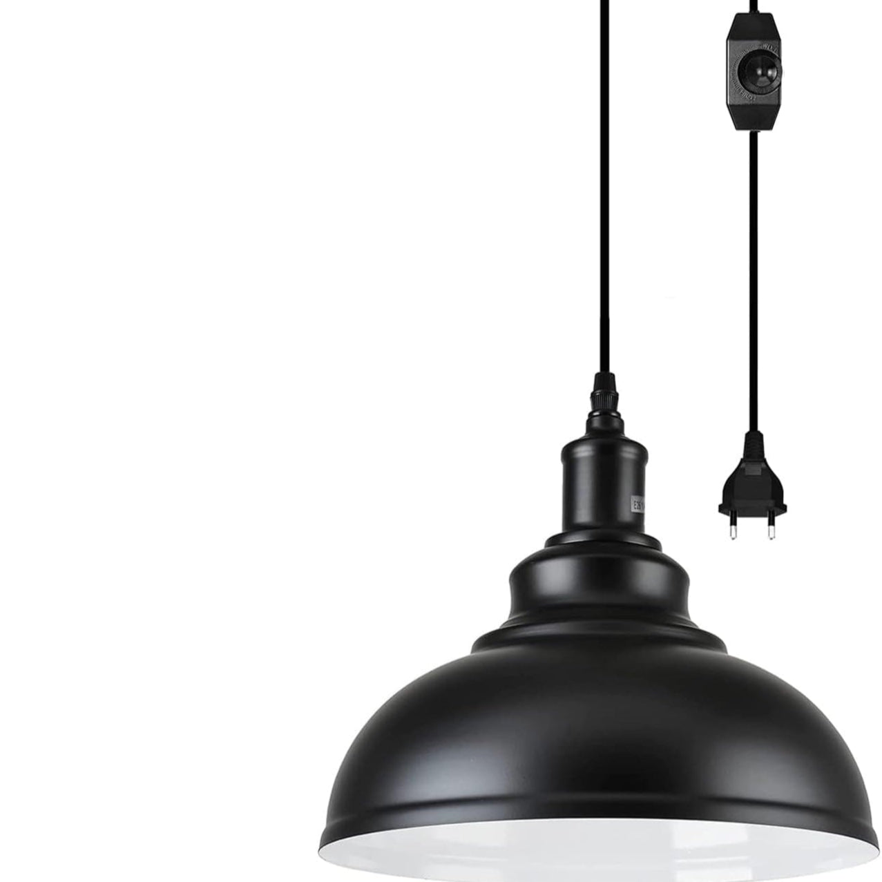 Industrial Vintage 2‑Piece Plug‑In Pendant Light Kit with Dimmer