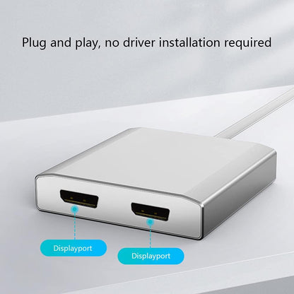 WJESOG USB C to Dual DisplayPort Splitter Adapter Hub Dual 4K@60Hz for Windows Mac