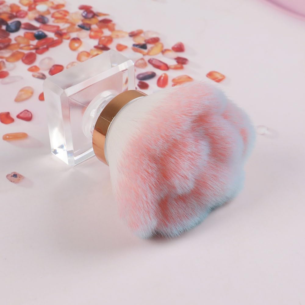 ANGNYA Pink Rose Nail Dust Brush with Soft Nylon Bristles