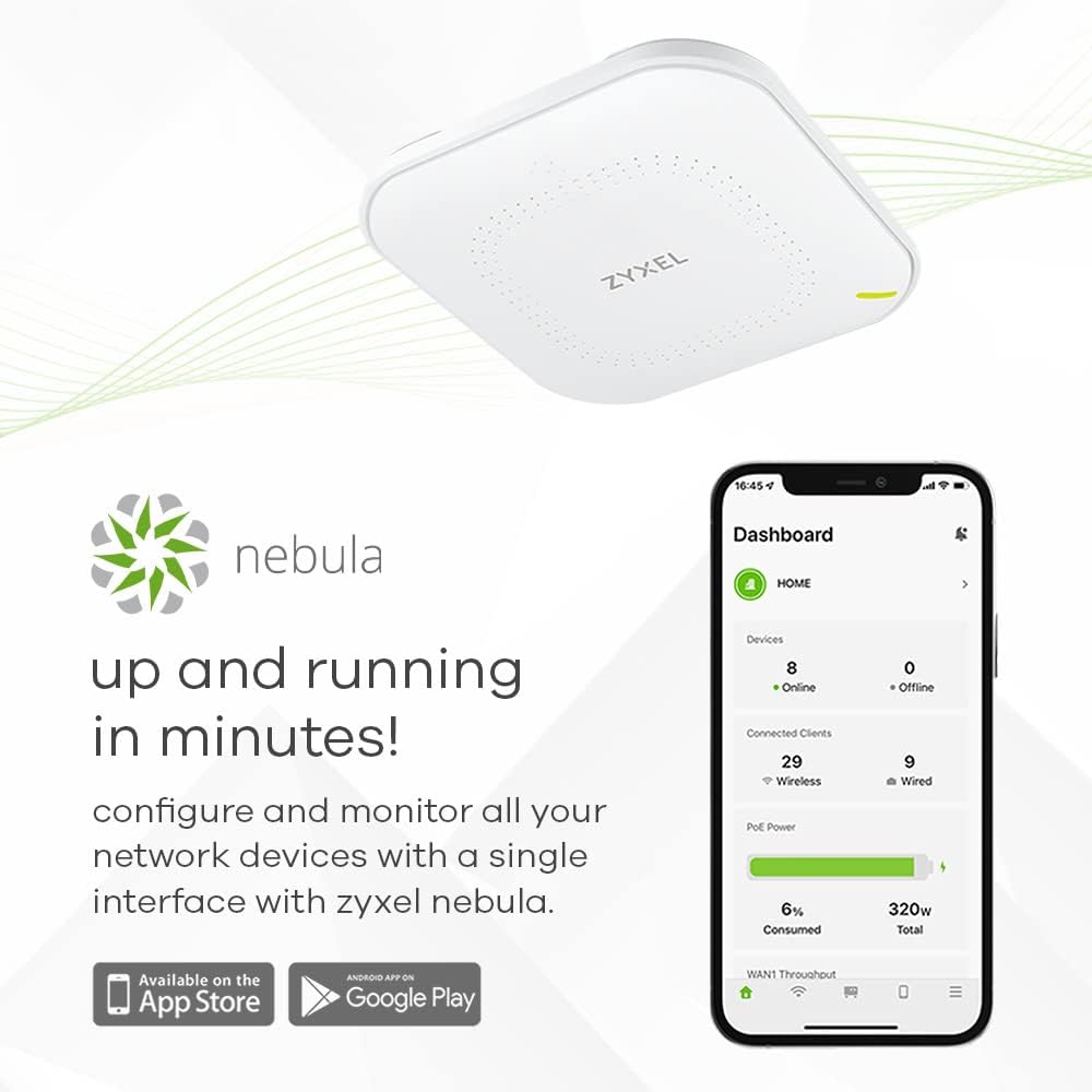 Zyxel Multi-Gig WiFi 6 AX3000 PoE Access Point with 2.5G Uplink and 3x3+2x2 MU-MIMO Antenna