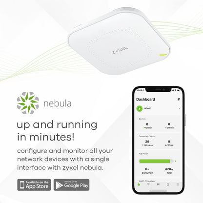 Zyxel Multi-Gig WiFi 6 AX3000 PoE Access Point with 2.5G Uplink and 3x3+2x2 MU-MIMO Antenna