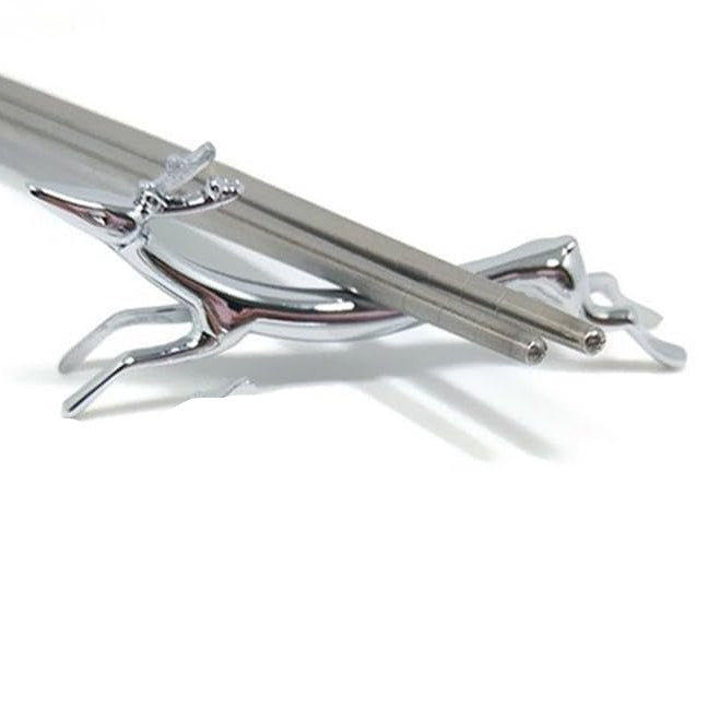 Elegant Metal Alloy Chopstick and Utensil Holder with Decorative Design