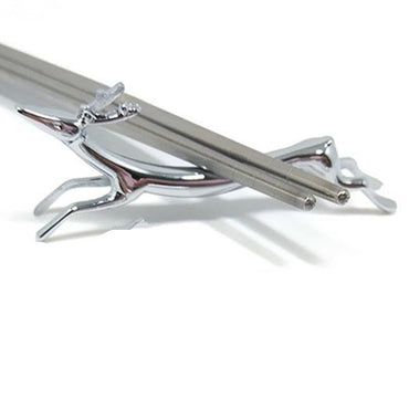 Elegant Metal Alloy Chopstick and Utensil Holder with Decorative Design