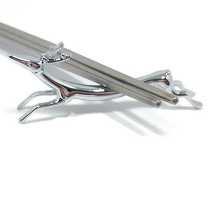 Elegant Metal Alloy Chopstick and Utensil Holder with Decorative Design