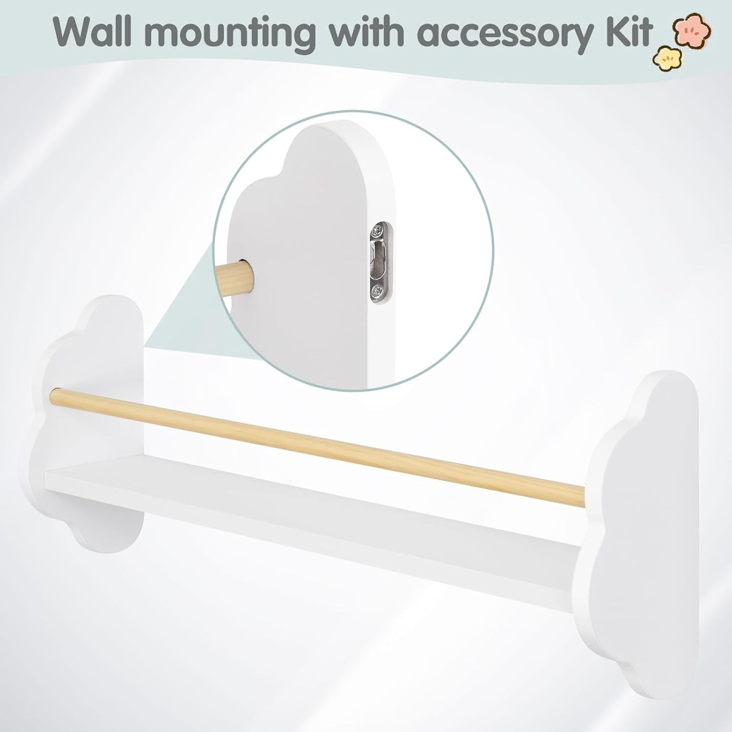 WOLTU Kids Cloud Shaped Wall Shelves Set of 3 White