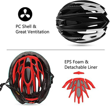 KINGLEAD Adult Cycling Helmet: LED Rear Light, Magnetic Visor, CE Certified