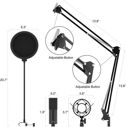 USB Condenser Microphone with Adjustable Desktop Arm - Gomix Brands Outlet