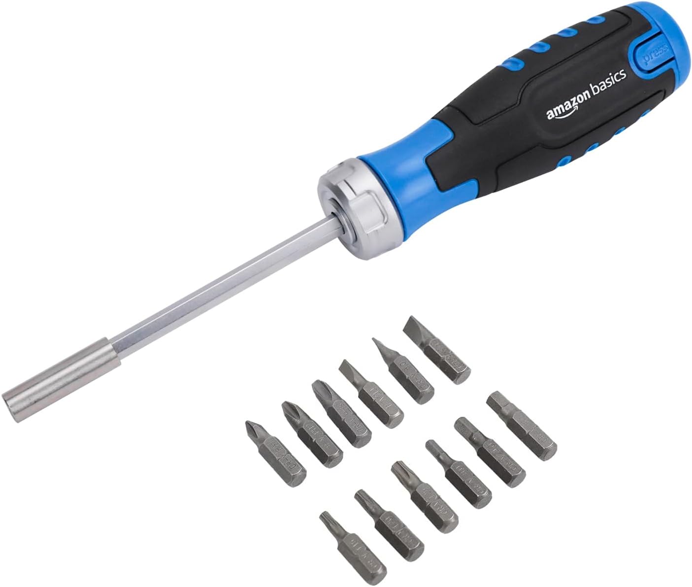 Amazon Basics 12-in-1 Magnetic Ratchet Screwdriver Set with Storage