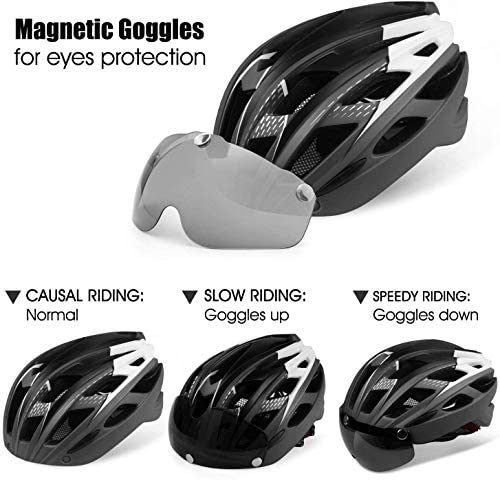 KINGLEAD Adult Cycling Helmet: LED Rear Light, Magnetic Visor, CE Certified