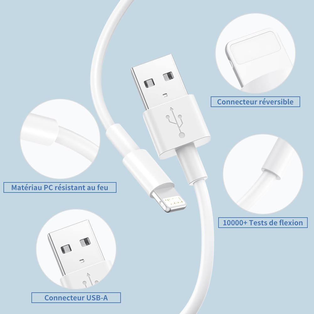 Romalux 4-Pack iPhone Charger Cable 2M and 5W USB Wall Adapter Compatible with iPhone 14 13 12 11 Pro Max XR X XS 8 7 6S 6 Plus SE 5S 5 5C iPad