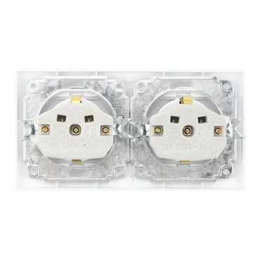 BouGPeng White Double Wall Socket with Flip-Down Cover, 16A 250V - Gomix Brands Outlet