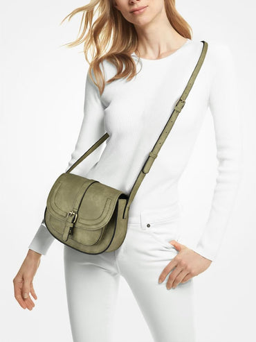 AFKOMST Boho Vegan Leather Small Saddle Crossbody Bag for Women