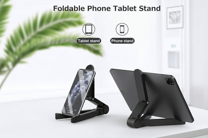 J/E Adjustable Folding ABS Phone Tablet Stand Black