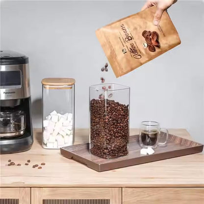 1580ml Square Glass Storage Jar with Airtight Bamboo Lid