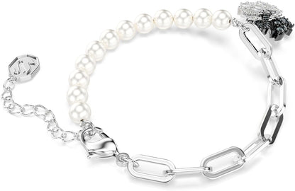 Swarovski Swan Bracelet with Crystal Pearls, Black Rhodium