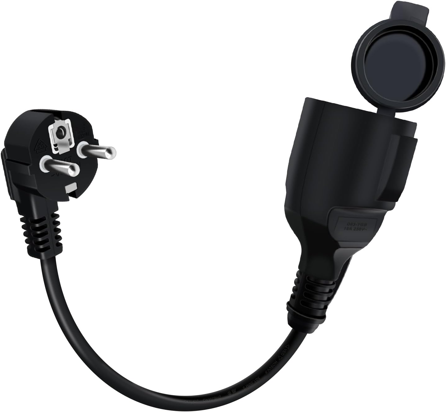HuaLiSiJi HLSJ 007 90 Degree Schuko Extension Cable 16A 250V