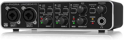 Behringer UMC204HD 2x4 USB Audio/MIDI Interface with Midas Preamps