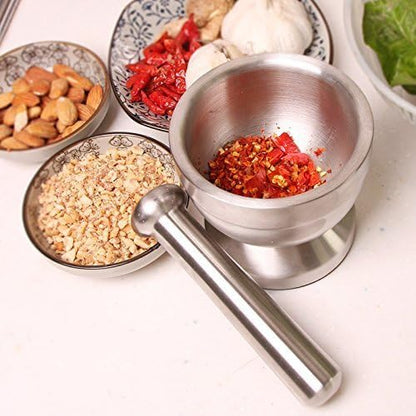 Bekith Kitchen Mörser mit Stößel, Gewürzmörser, Edelstahl, 300g