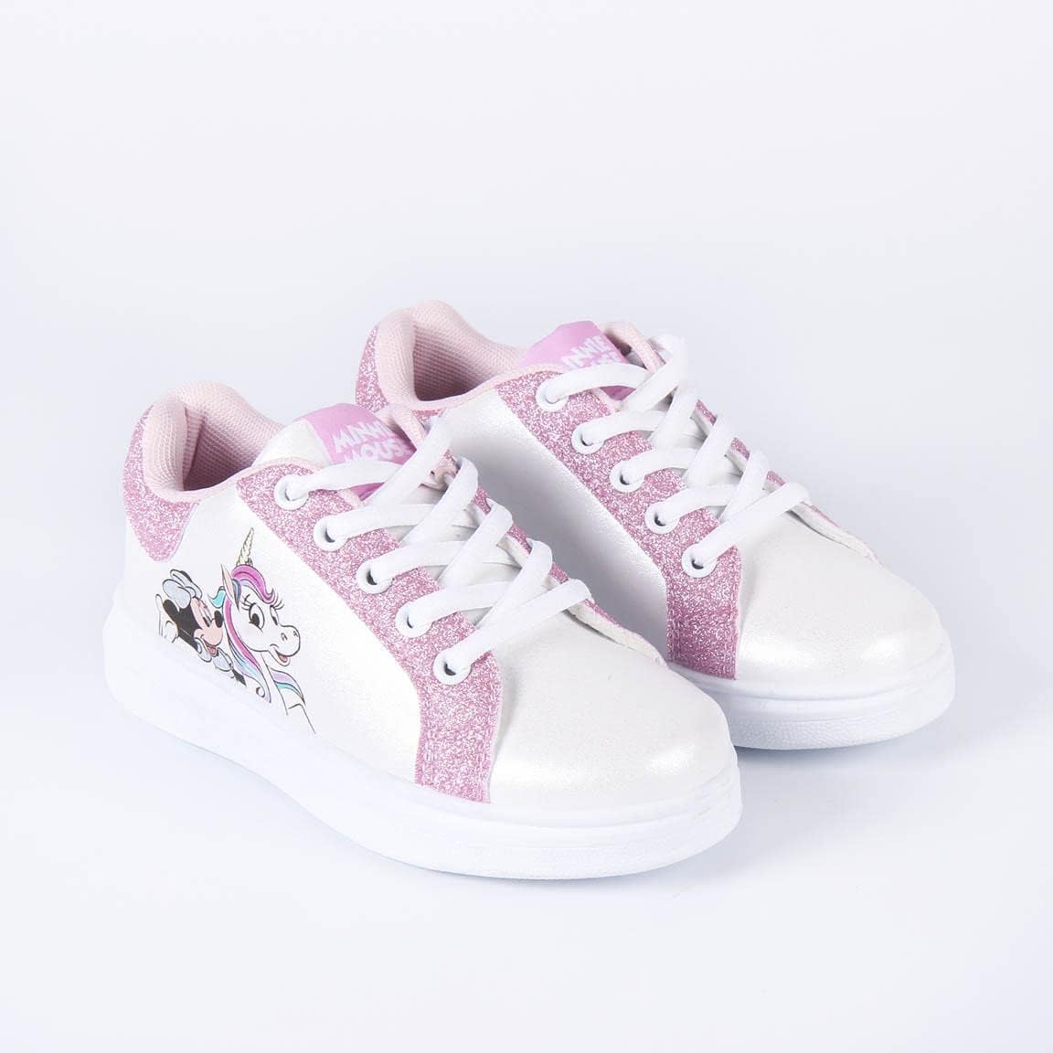 CERDÁ Minnie Mouse White Glitter Kids Trainers – Sporty EU 29