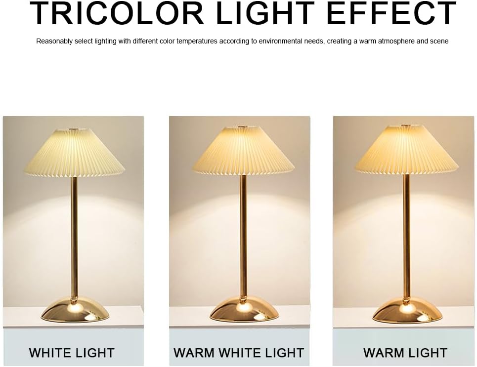 Fiorky Cordless Pleated LED Table Lamp with USB Rechargeable