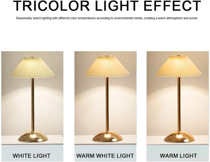 Fiorky Cordless Pleated LED Table Lamp with USB Rechargeable