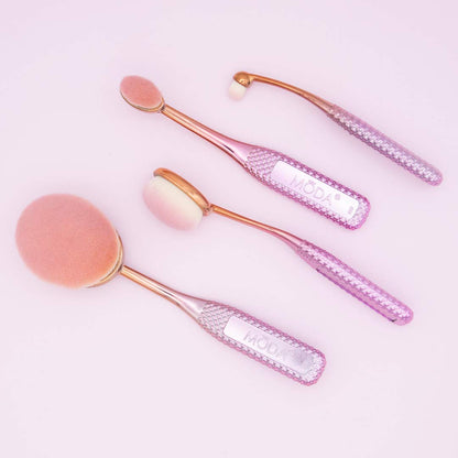MODA Rosé 4-Piece Face Brush Set – Vegan Soft Filament Brushes
