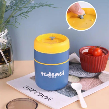 24 oz Portable Thermal Lunch Box with Stainless Spoon Green