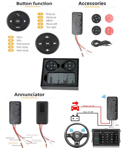 AYW 10-Button Wireless Steering Wheel Remote Control Black