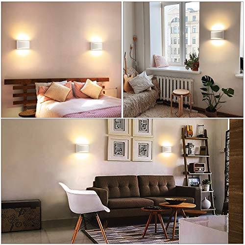 Glighone 2-Pack Dimmable LED Wall Sconce Up Down Light Warm White Modern Indoor Lamp