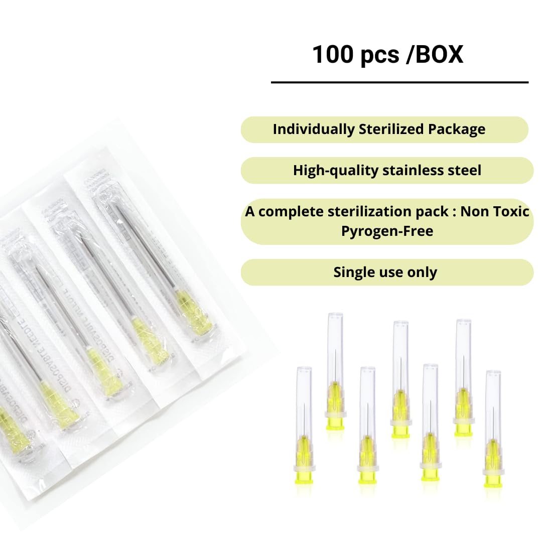 Premium Pack of 100 Stainless Steel 30G 1/2‑inch Dispensing Tubes