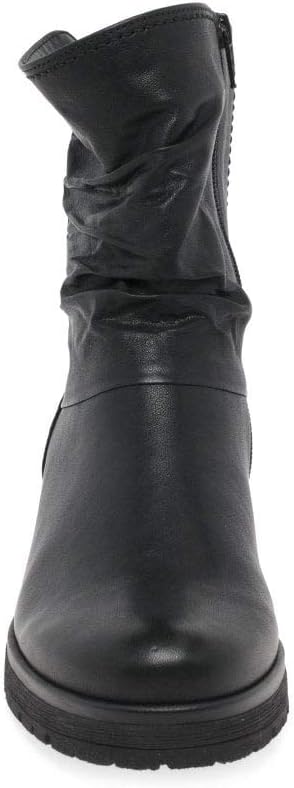 Gabor Zola Black Leather Biker Ankle Boots with Cushioned Sole