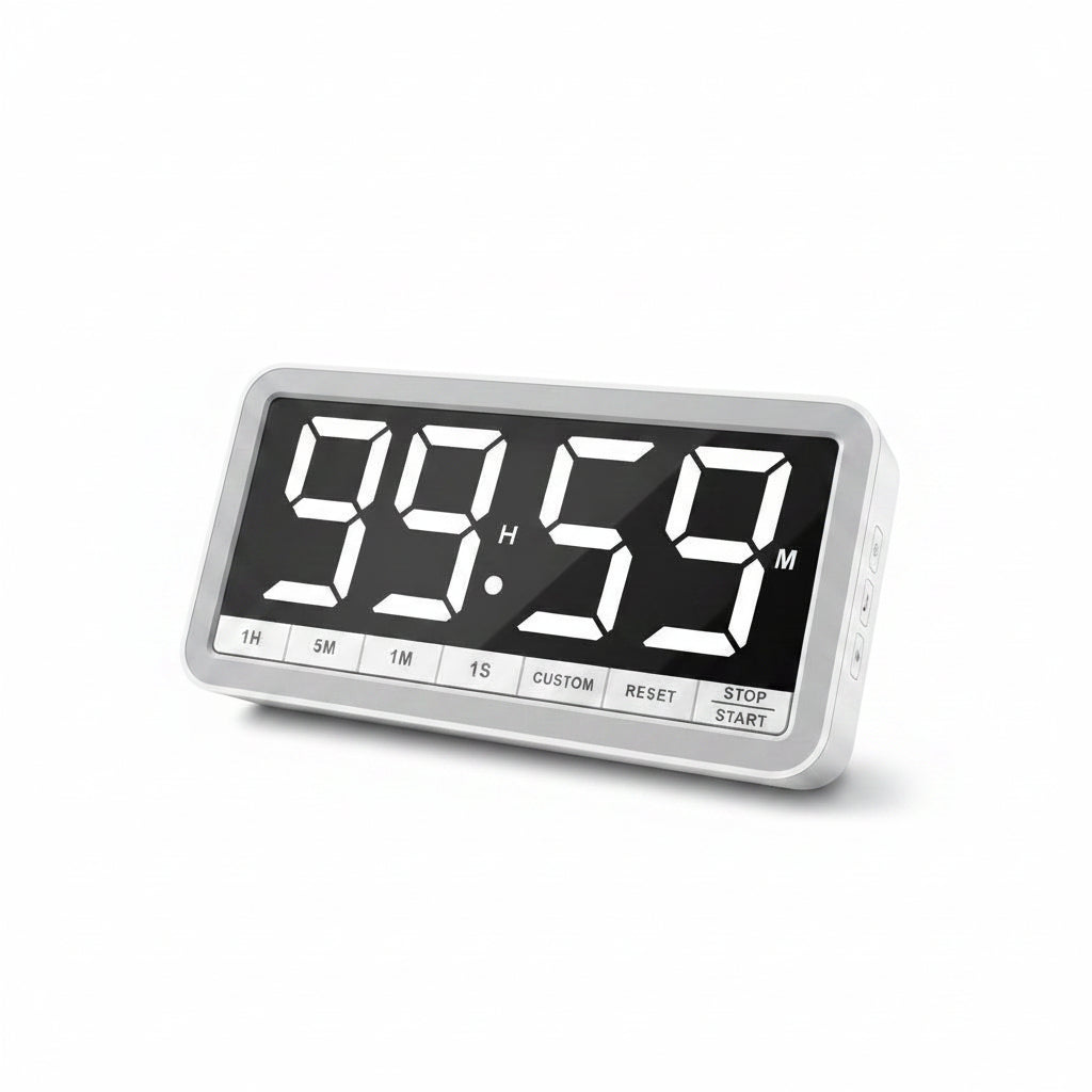 VOCOO Digital Kitchen Timer 7.8" Extra Large Display Magnetic LED White