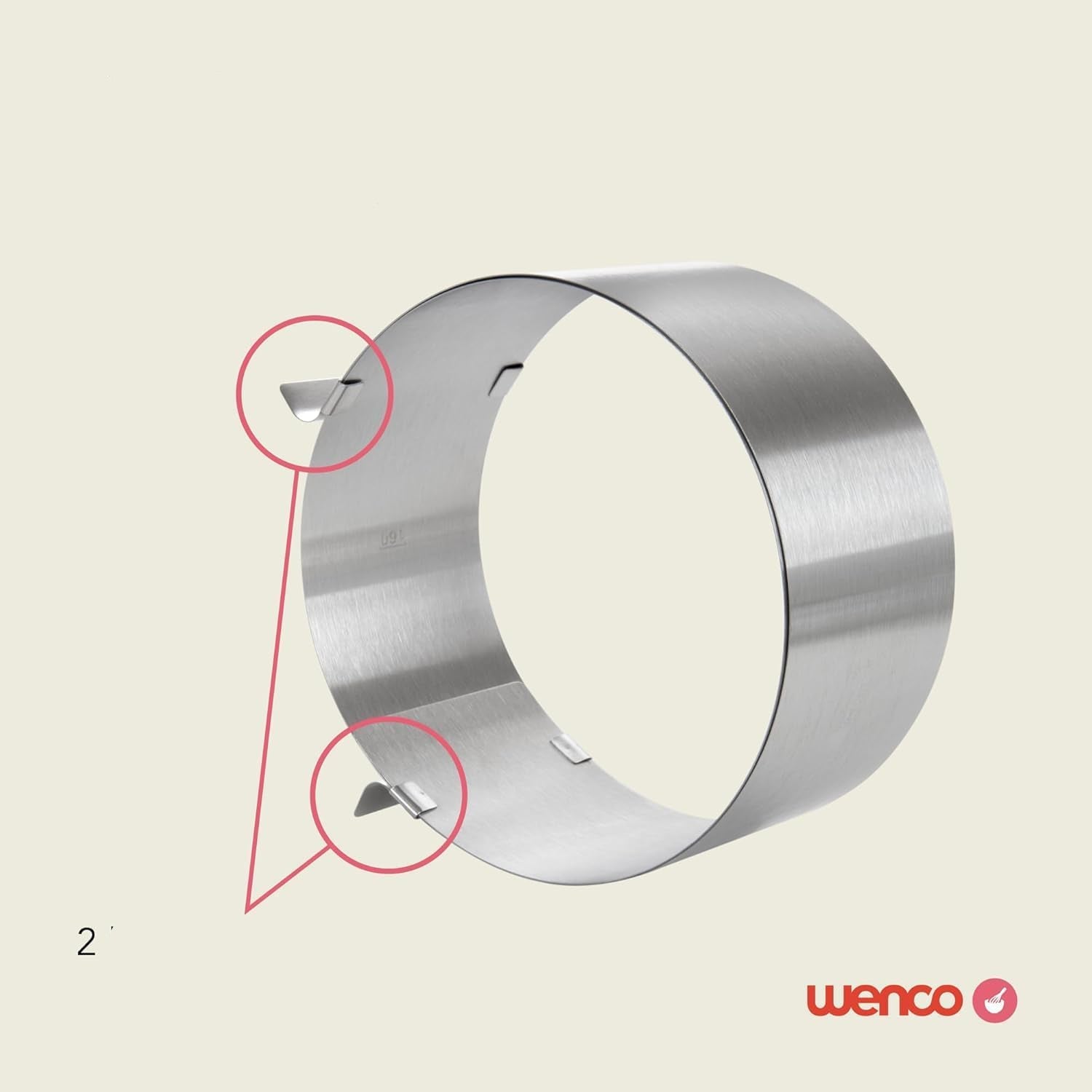 wenco Cake Ring Adjustable 16-30 cm, 8 cm High Stainless Steel Cake Ring, Baking Accessories for Cakes, Heat Resistant up to 180 °C, Rustproof, Silver, Dishwasher Safe