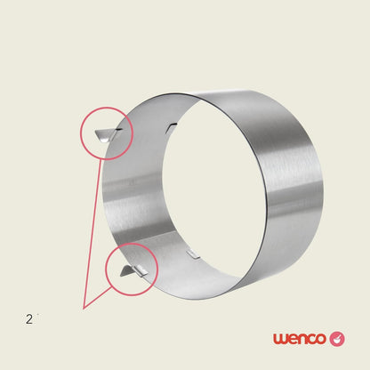 wenco Cake Ring Adjustable 16-30 cm, 8 cm High Stainless Steel Cake Ring, Baking Accessories for Cakes, Heat Resistant up to 180 °C, Rustproof, Silver, Dishwasher Safe
